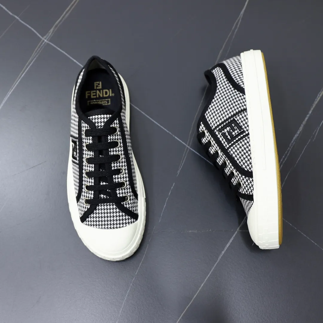 Men's men's shoes 💰380 [New style] 🍿🍿Fendi 👫Couple style low-top canvas shoes, Fendi 2024 spring and summer new lace-up canvas shoes, upper FF jacquard fabric, decorated with same-color satin trim, soles FF engraved decoration, soft elastic foot feel, perfect foot comfort! Size: 35-40 Male 38-45